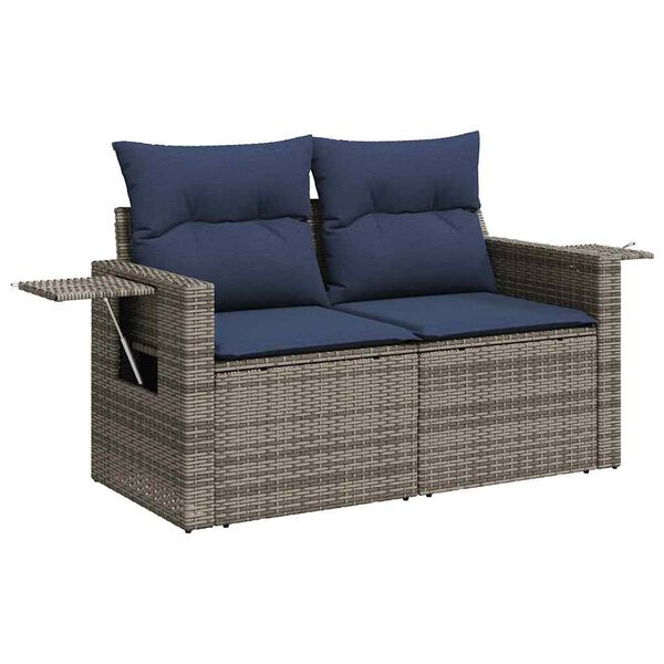 vidaXL Set Divani da Giardino 5 pz con Cuscini Grigio Polyrattan