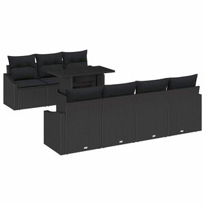 vidaXL Set Divano da Giardino con cuscino 8 pcs Nero polyrattan
