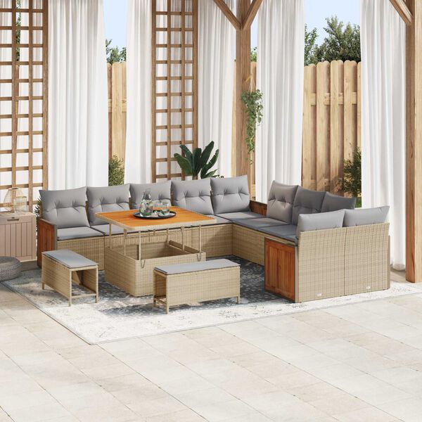 vidaXL Set Divano da Giardino 17 pcs Beige e Grigio Chiaro polyrattan
