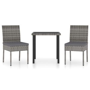 vidaXL Set da Pranzo da Giardino 3 pz in Polyrattan Grigio