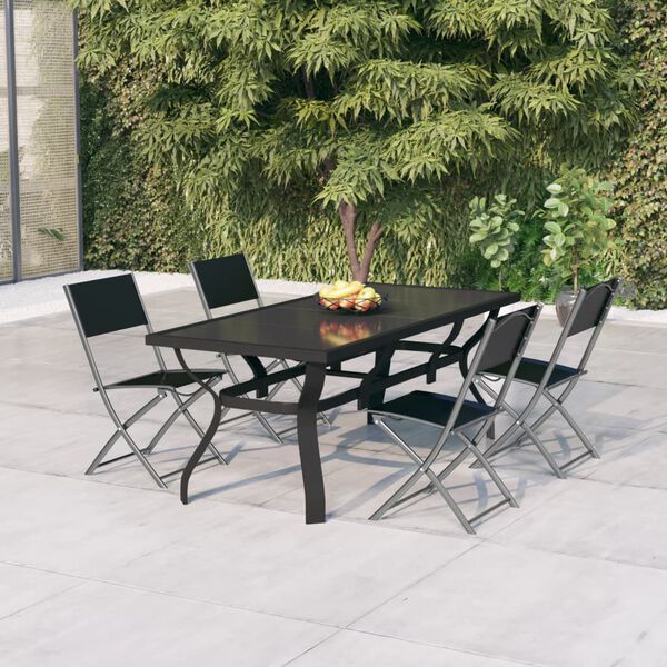 vidaXL Set da Pranzo da Giardino 5 pz Grigio e Nero