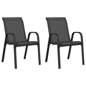 vidaXL Sedie da Giardino Impilabili 2 pz in Tessuto Textilene Nero