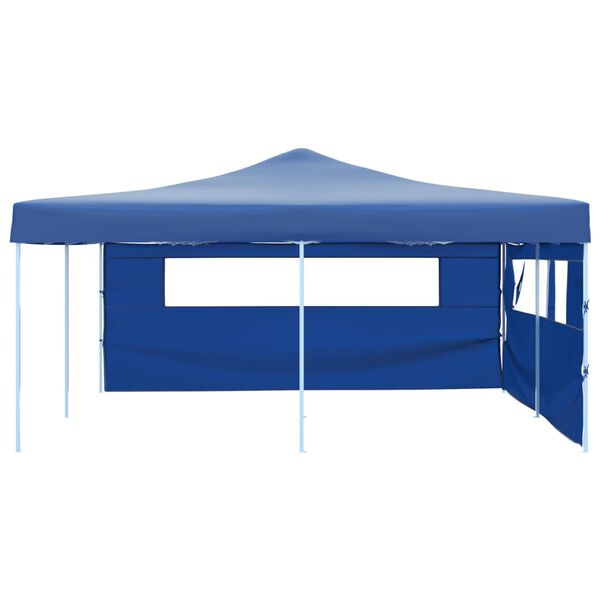 vidaXL Gazebo Pieghevole con 2 Pareti 5x5 m Blu