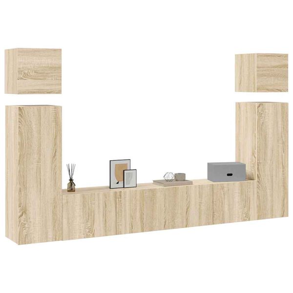vidaXL Set di Mobili Porta TV 8 pz Rovere Sonoma in Legno Multistrato