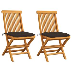 vidaXL Sedie pieghevoli con cuscini color tortora, 2 pezzi, in legno massello di teak.