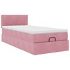 vidaXL Struttura Letto Pouf con Materasso Rosa 90x200 cm in Velluto
