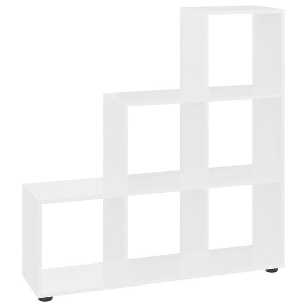 vidaXL Libreria a Scala Bianco Lucido 107 cm in Legno Multistrato