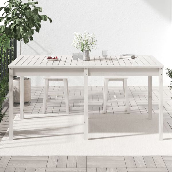 vidaXL Tavolo da Giardino Bianco 159,5x82,5x76cm Legno Massello Pino