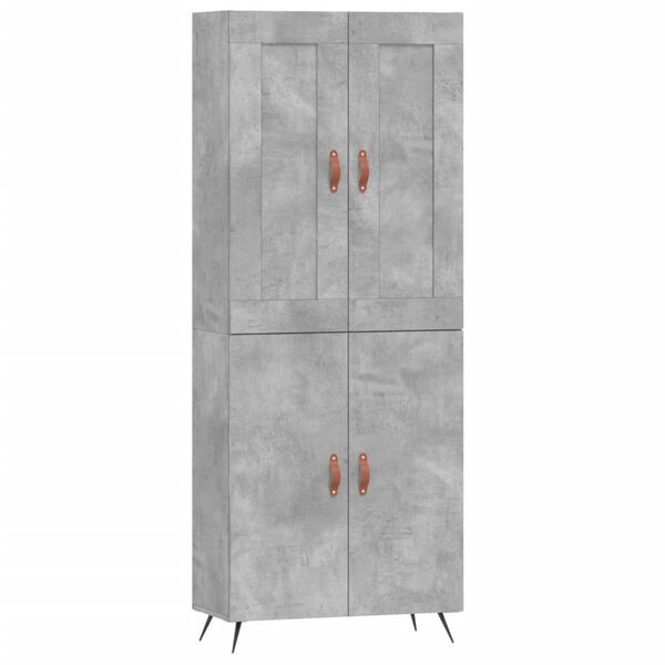 vidaXL Credenza Grigio Cemento 69,5x34x180 cm in Legno Multistrato