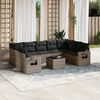 vidaXL Set Divano da Giardino 10 pz con Cuscini Grigio in Polyrattan