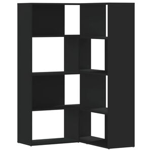 vidaXL Libreria Angolare 4Ripiani Nera 85x85x140 cm Legno Multistrato