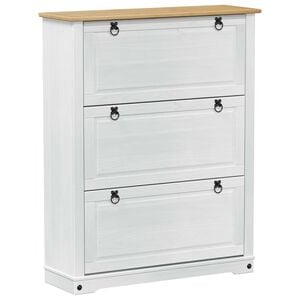 vidaXL Mobile per scarpe Corona Bianco 99 x 32 x 122 cm Pino massello
