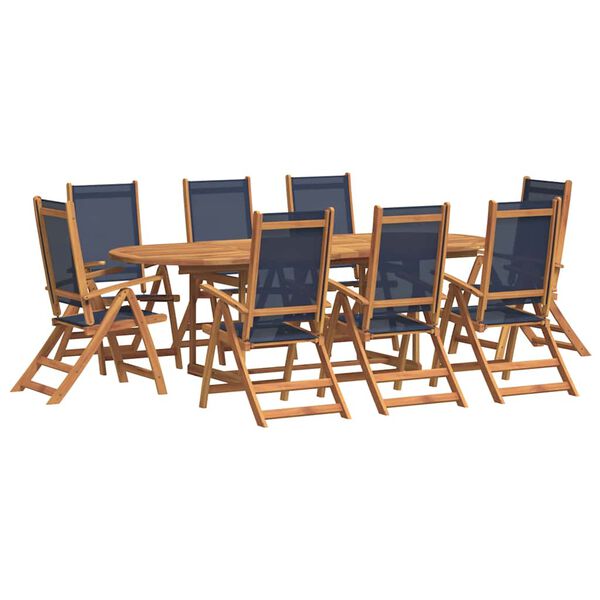 vidaXL Set Pranzo da Giardino 9pz Legno Massello di Acacia e Textilene