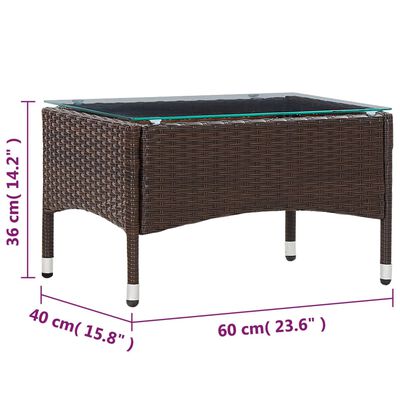 vidaXL Tavolino da Caffè Marrone 60x40x36 cm in Polyrattan