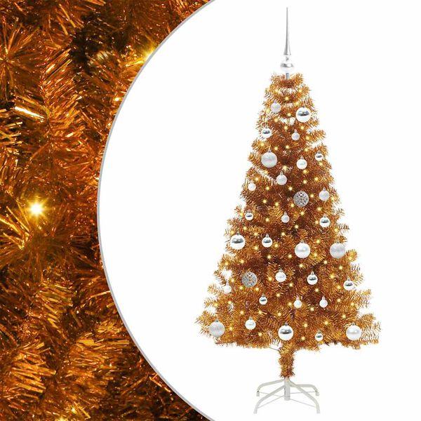 vidaXL Albero di Natale con 150 LED con supporto Oro 150 cm PET