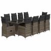 vidaXL Set Bistr&ograve; da Giardino 11 pz con Cuscini in Polyrattan Grigio