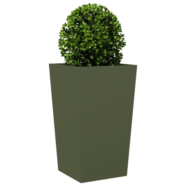 vidaXL Fioriere da Giardino 2 pz Verde Oliva 45x45x75 cm in Acciaio