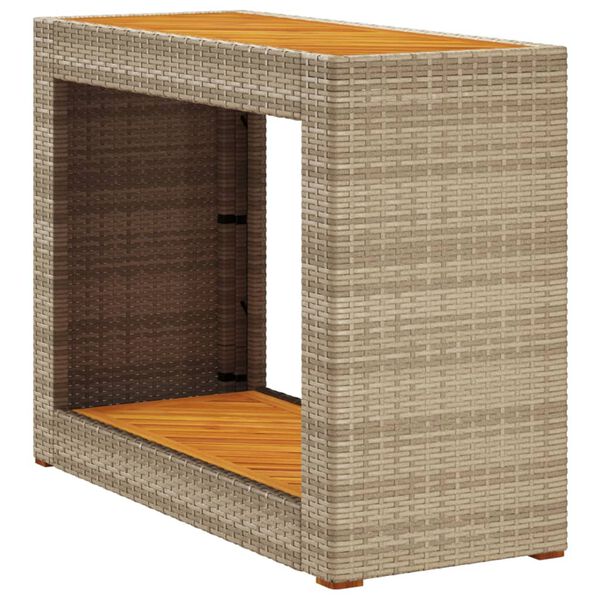 vidaXL Tavolino da Giardino Piano Legno Beige 100x40x75 cm Polyrattan