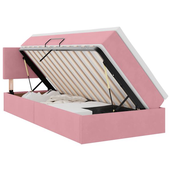 vidaXL Letto con Contenitore con materasso Rosa 90 x 190 cm Velluto