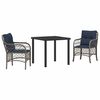 vidaXL Set da Pranzo per Giardino 3 pcs Grigio e Nero Rattan
