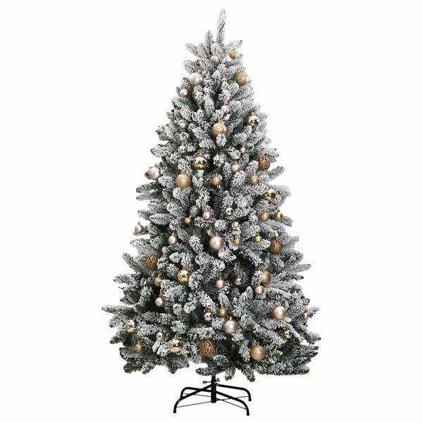 vidaXL Albero Natale Incernierato con 300 LED e Palline 210 cm