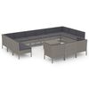 vidaXL Set Divani da Giardino 14 pz con Cuscini in Polyrattan Grigio