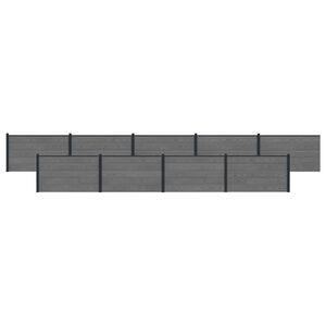 vidaXL Pannello di Recinzione 9 pcs WPC e Alluminio Grigio