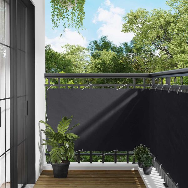 vidaXL Schermo da balcone Nero 100 x 500 cm Tessuto Oxford