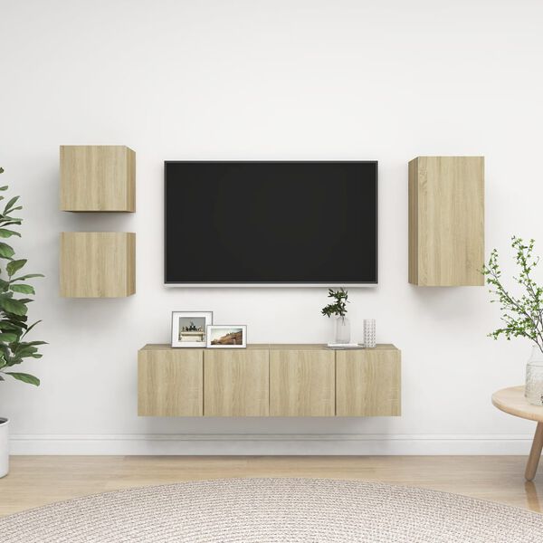 vidaXL Set di Mobili TV 5 pz Rovere Sonoma in Legno Multistrato