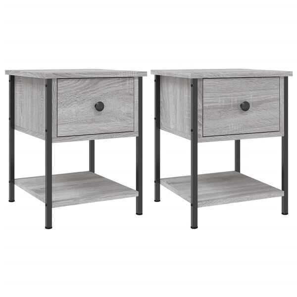 vidaXL Comodini 2 pz Grigio Sonoma 34x35,5x45 cm in Legno Multistrato