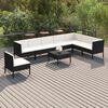vidaXL Set Divani da Giardino 9 pz con Cuscini in Polyrattan Nero