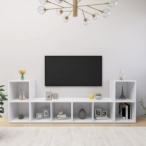 vidaXL Mobili Porta TV 4 pz Bianco 72x35x36,5 cm in Legno Multistrato