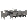 vidaXL Set da Pranzo per Giardino con cuscino 9 pcs Grigio polyrattan