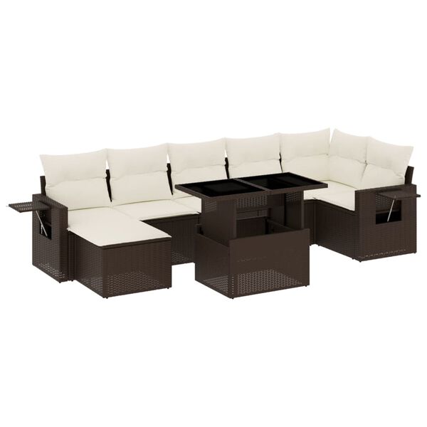 vidaXL Set Divani da Giardino 8 pz con Cuscini Marrone in Polyrattan