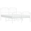 vidaXL Giroletto con Testiera e Pediera Metallo Bianco 150x200 cm