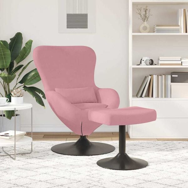 vidaXL Sedia Egg con Pouf Rosa Velluto