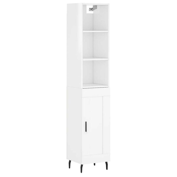 vidaXL Credenza 34,5x34x180 cm in Legno Multistrato Bianco Lucido
