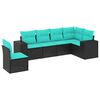 vidaXL Set Divani da Giardino 6 pz con Cuscini Nero in Polyrattan