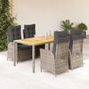 vidaXL Set da Pranzo da Giardino 5 pz con Cuscini in Polyrattan Grigio