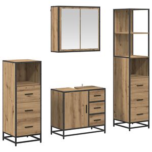 vidaXL Set di mobili per il bagno 4 pz Rovere artigianale