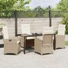 vidaXL Set da Pranzo per Giardino con cuscino 5 pcs Beige polyrattan