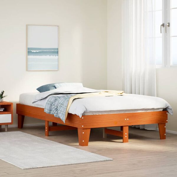 vidaXL Letto senza Materasso Marrone Cera 135x190 cm in Legno di Pino