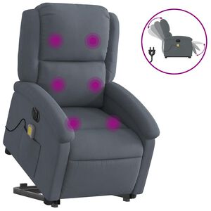 vidaXL Poltrona Alzapersona Massaggio Elettrica Grigio Scuro Velluto