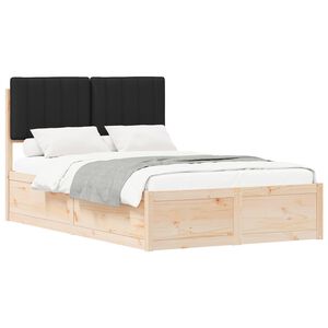 vidaXL Letto con Testiera Rivestita Nero 120 x 190 cm Pino massello