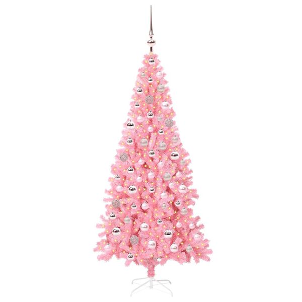 vidaXL Albero di Natale con 300 LED con supporto Rosa 180 cm PVC