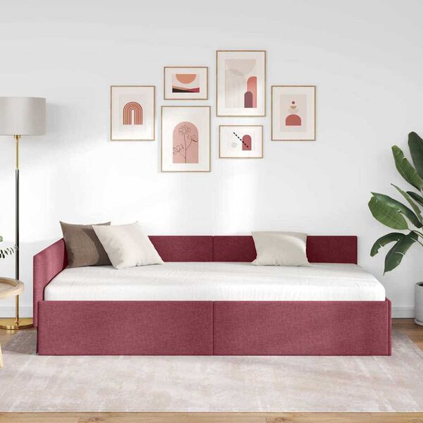 vidaXL Cornice del letto ad angolo Rosso Vino 100 cm x 200 cm Velluto