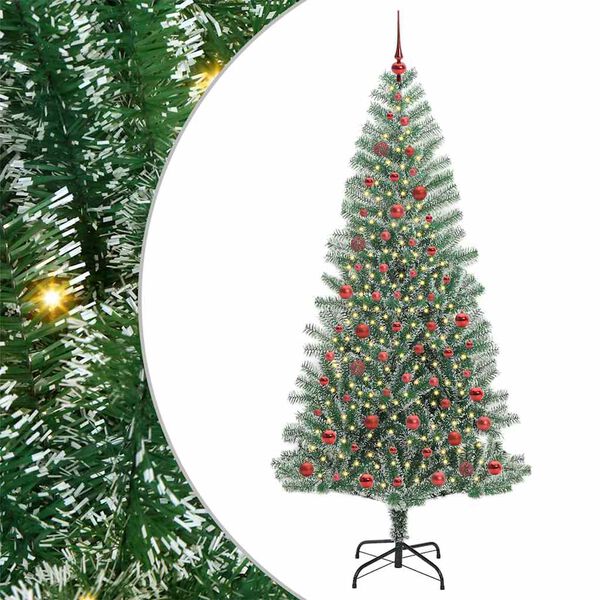 vidaXL Albero di Natale Artificiale Imbiancato con Luci LED 210 cm