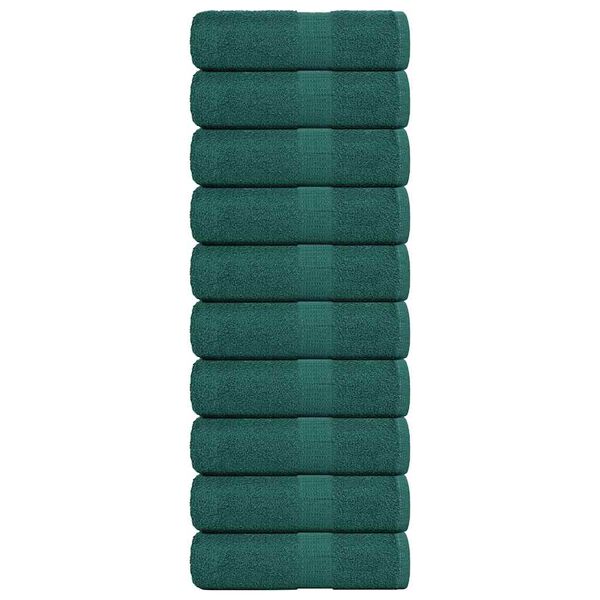 vidaXL Asciugamani Ospiti 10 pz Verde 30x50 cm 360 g/m&sup2; 100% Cotone