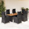 vidaXL Set da Pranzo da Giardino 7 pz Nero con Cuscini in Polyrattan