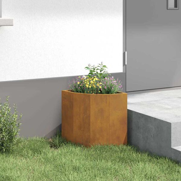 vidaXL Vaso d'angolo Ruggine 30 x 30 x 35 cm acciaio corten